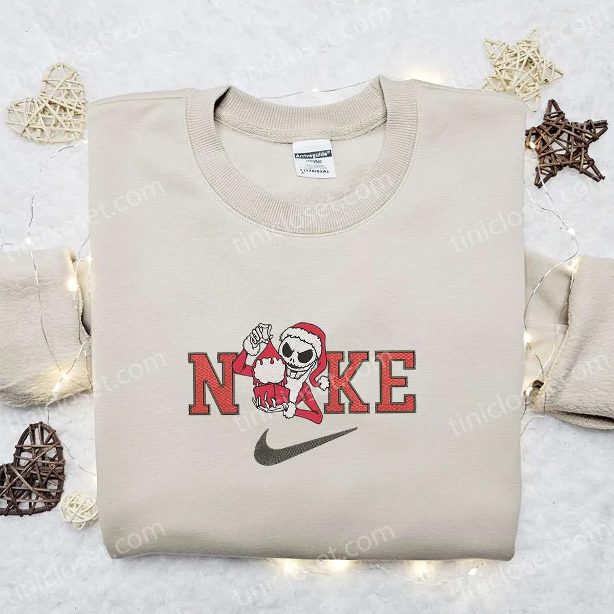 Nike Christmas x Jack Santa Embroidered Sweatshirt, Movie Christmas Embroidered Shirt, Best Christmas Gift Ideas