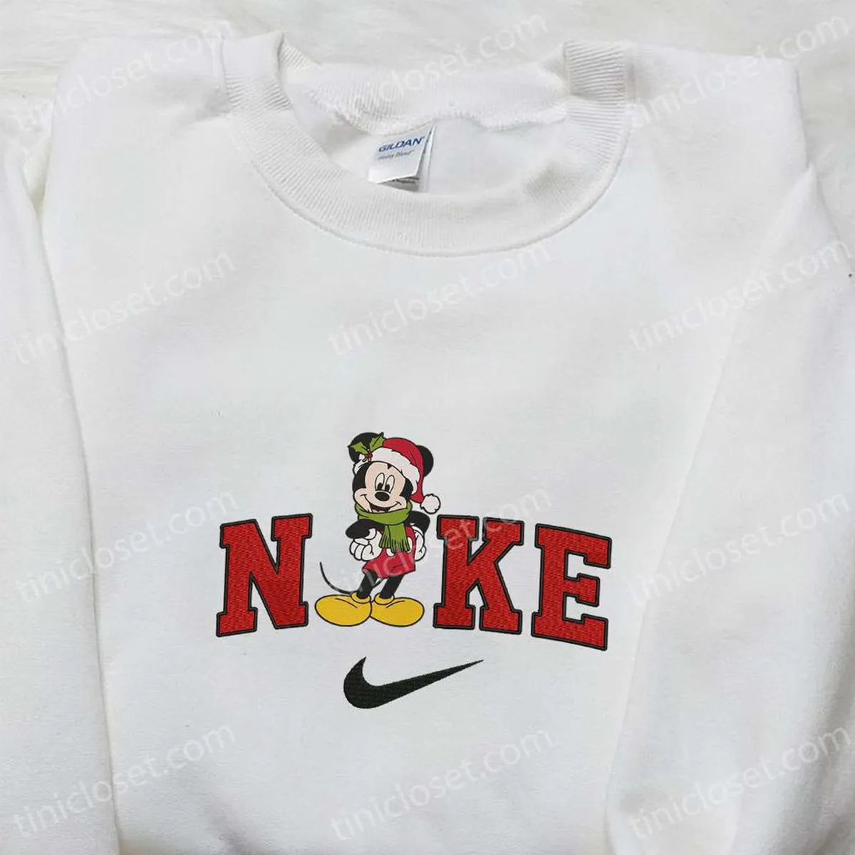 Nike Christmas x Mickey Cartoon Embroidered Sweatshirt, Disney Characters Movie Merry Christmas Embroidered Shirt, Best Christmas Day Gift Ideas