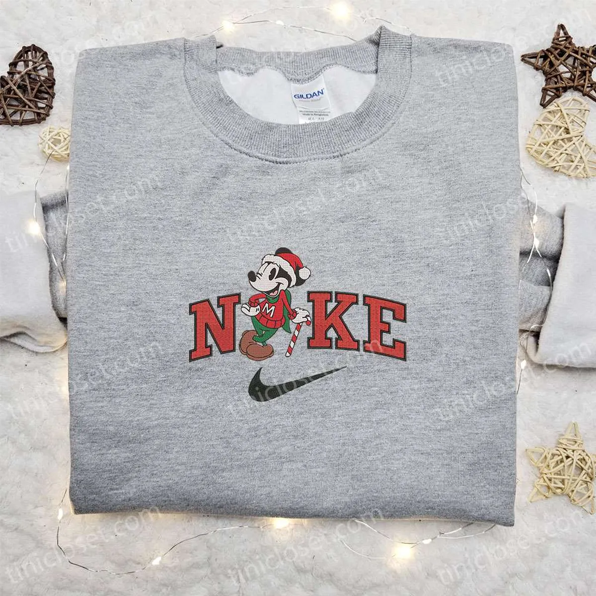 Nike Christmas x Mickey Embroidered Sweatshirt, Christmas Embroidered Shirt, Best Christmas Gift Ideas