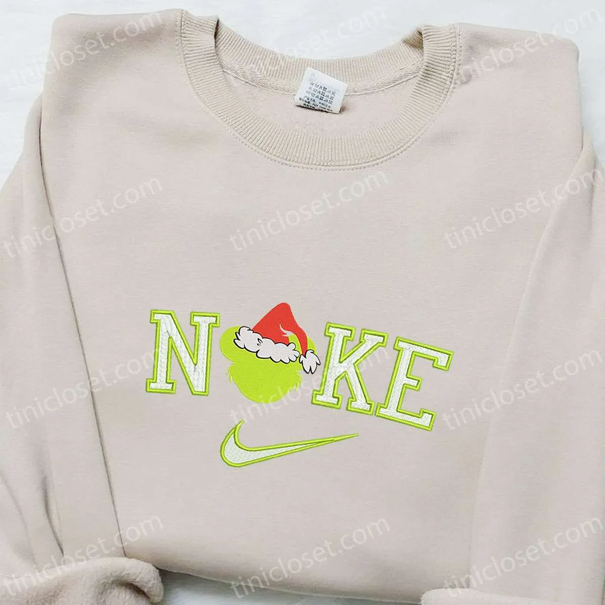 Nike Christmas x Mickey Grinch Head Embroidered Sweatshirt, Movie Christmas Embroidered Shirt, Best Christmas Gift Ideas