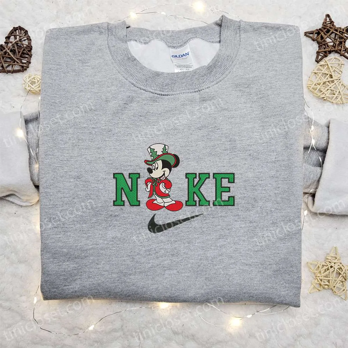 Nike Christmas x Mickey Mouse Embroidered Sweatshirt, Walt Disney Characters Embroidered Shirt, Best Christmas Gift Ideas