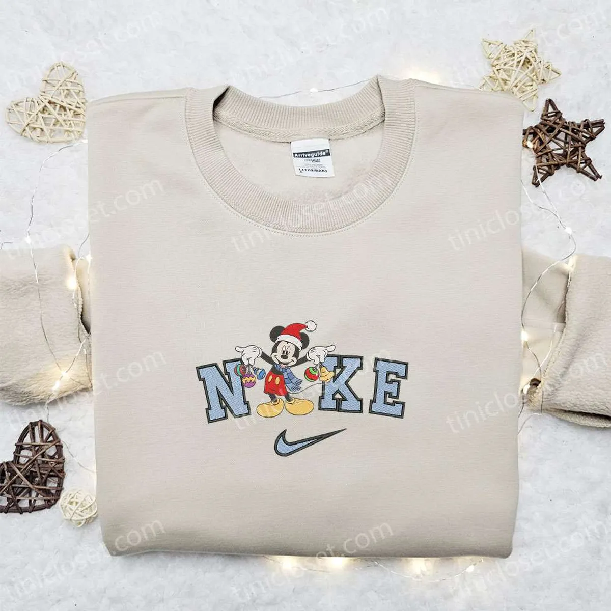 Nike Christmas x Mickey Ornaments Cartoon Embroidered Sweatshirt, Disney Characters Movie Merry Christmas Embroidered Shirt, Best Christmas Day Gift Ideas