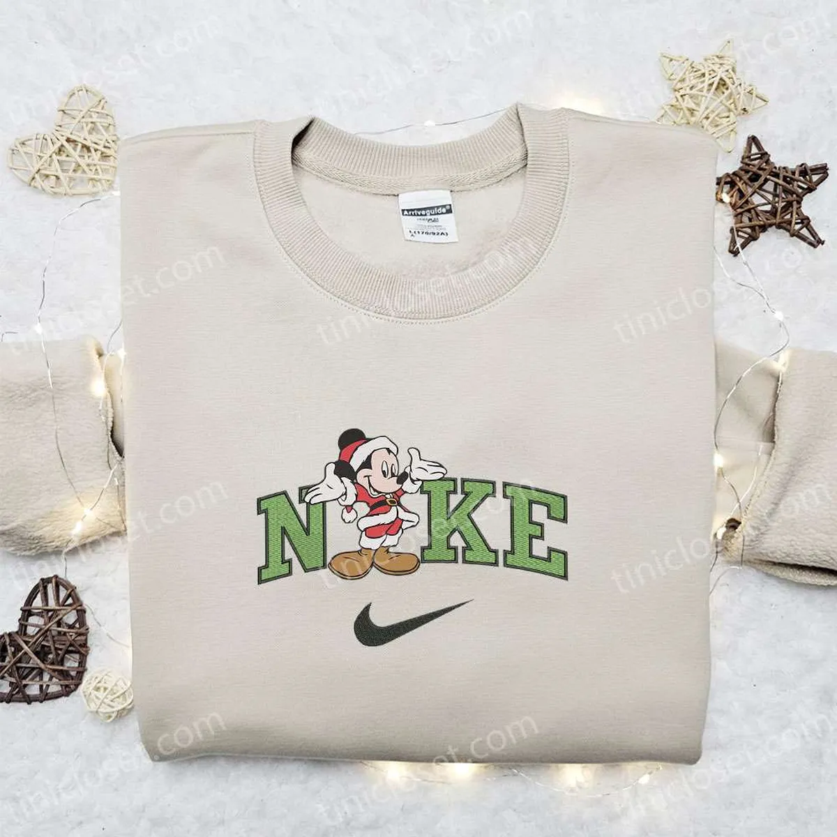 Nike Christmas x Mickey Santa Welcome Embroidered Sweatshirt, Christmas Embroidered Shirt, Best Christmas Gift Ideas