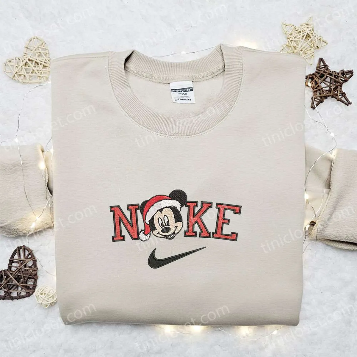 Nike Christmas x Mickey Xmas Hat Head Embroidered Sweatshirt, Christmas Embroidered Shirt, Best Christmas Gift Ideas