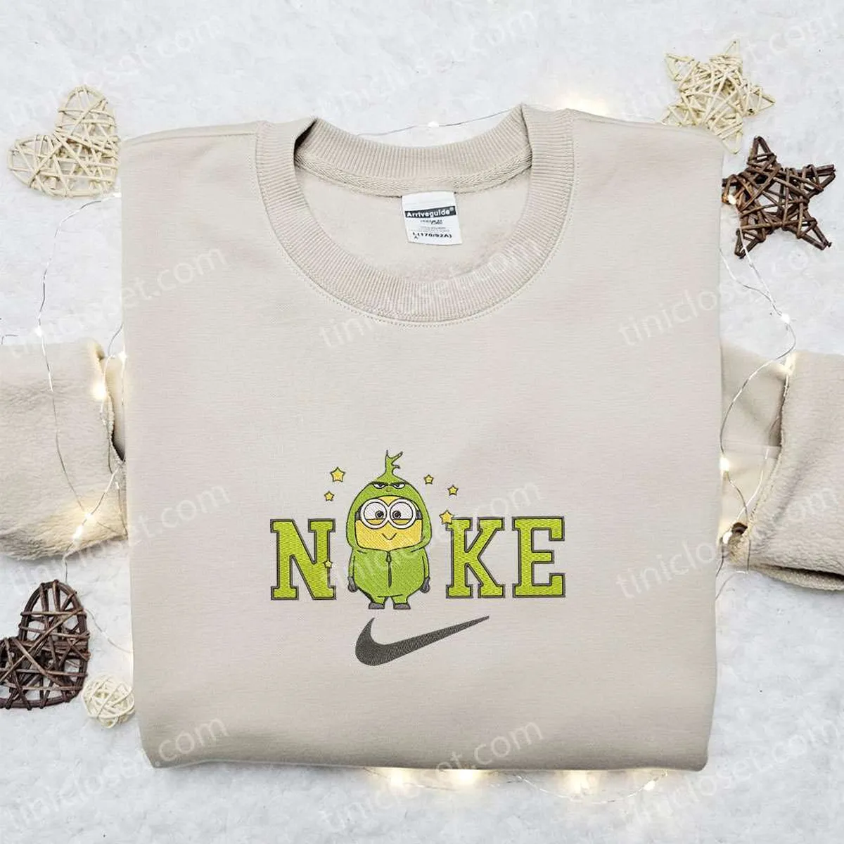 Nike Christmas x Minion Grinch Cartoon Embroidered Sweatshirt, Disney Characters Movie Merry Christmas Embroidered Shirt, Best Christmas Day Gift Ideas