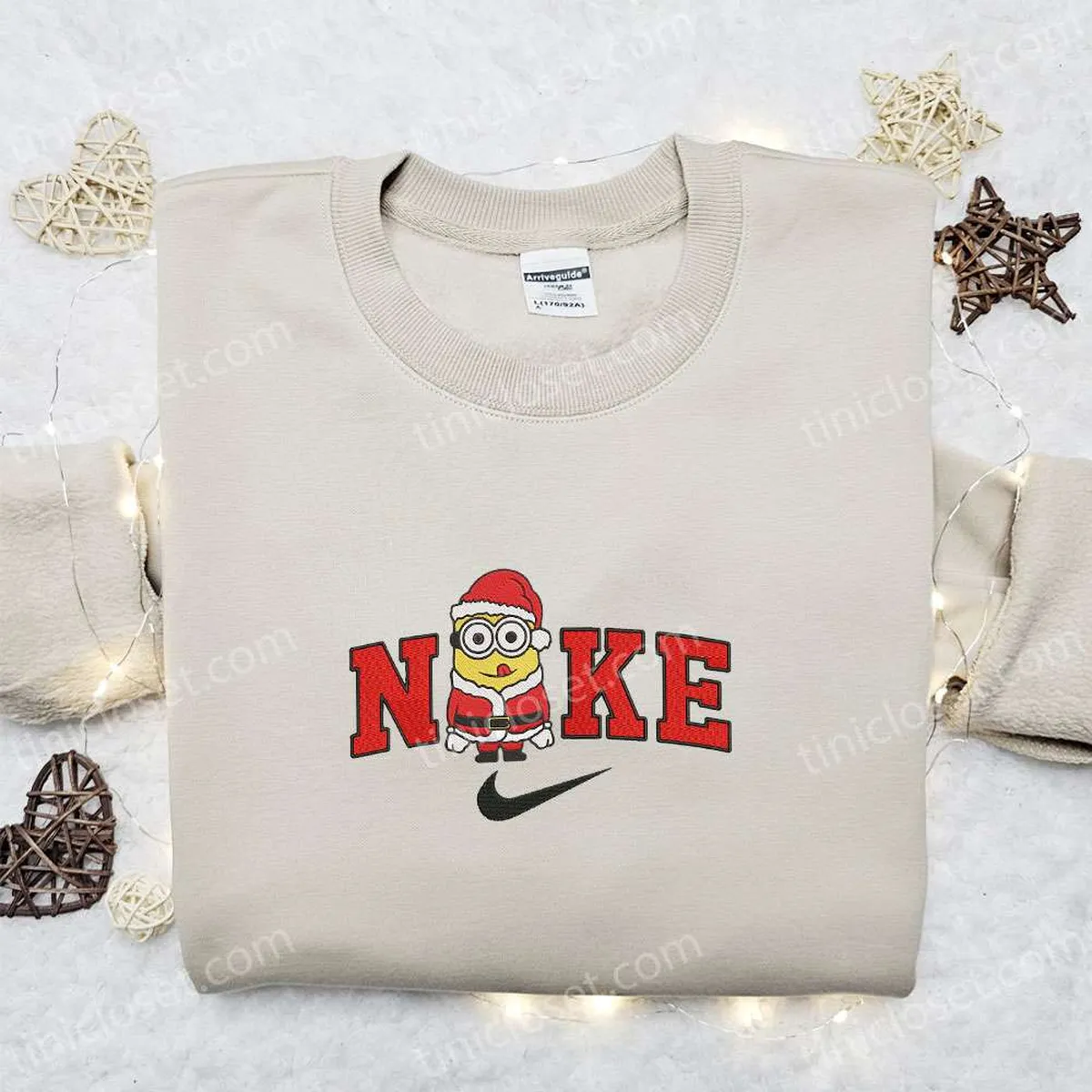 Nike Christmas x Minion Santa Claus Cartoon Embroidered Sweatshirt, Disney Characters Movie Merry Christmas Embroidered Shirt, Best Christmas Day Gift Ideas