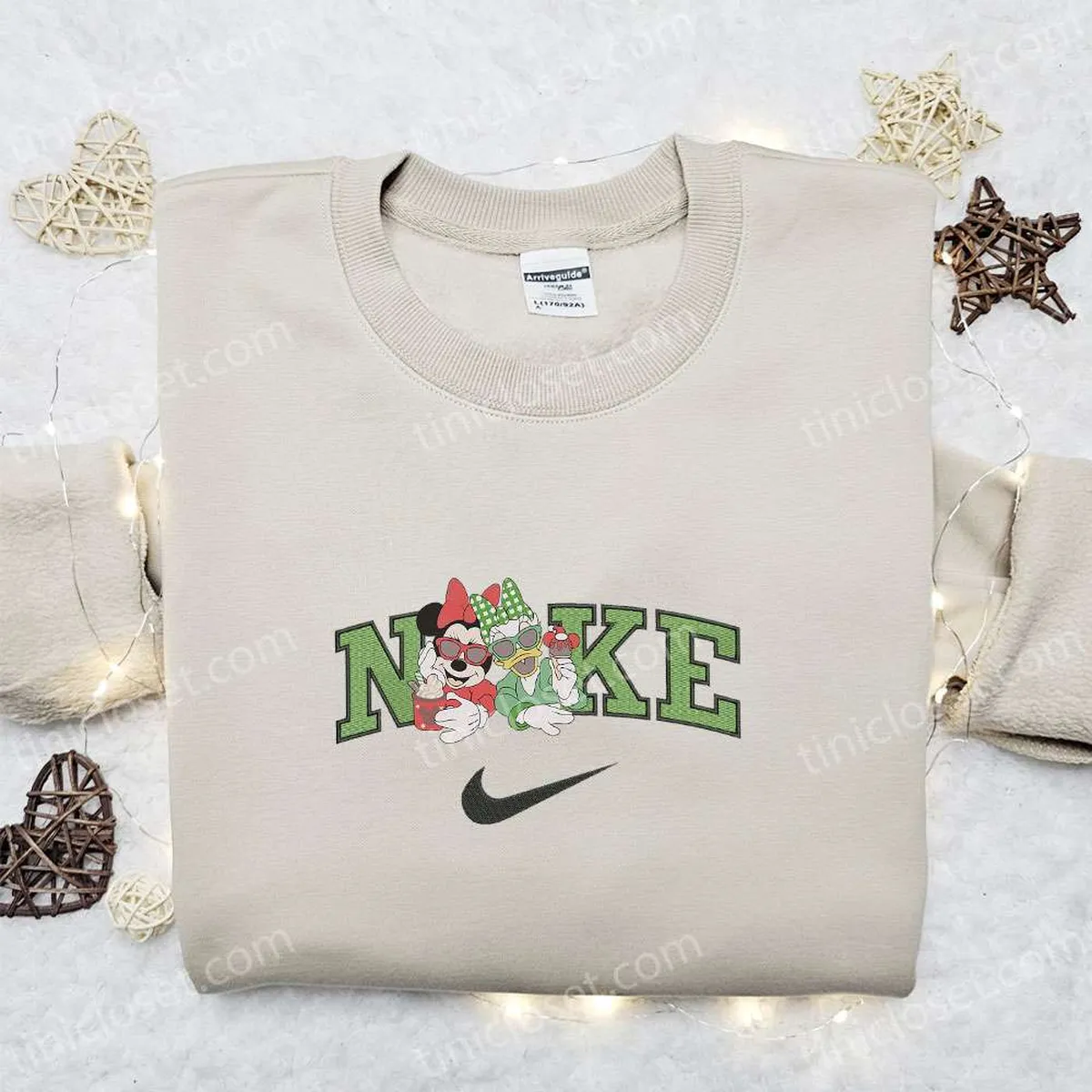 Nike Christmas x Minnie and Daisy Couple Embroidered Sweatshirt, Christmas Embroidered Shirt, Best Christmas Gift Ideas