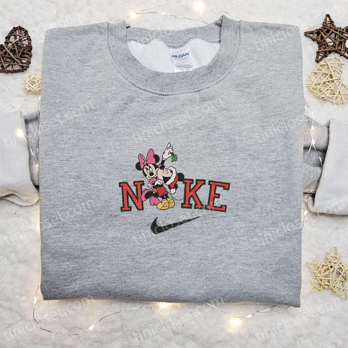 Nike Christmas x Minnie and Mickey Cartoon Embroidered Sweatshirt, Disney Characters Movie Merry Christmas Embroidered Shirt, Best Christmas Day Gift Ideas