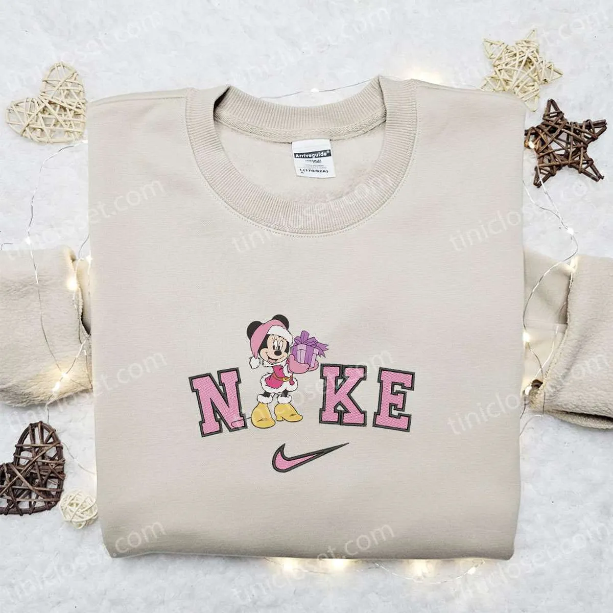 Nike Christmas x Minnie Mouse Box Embroidered Sweatshirt, Christmas Embroidered Shirt, Best Christmas Gift Ideas