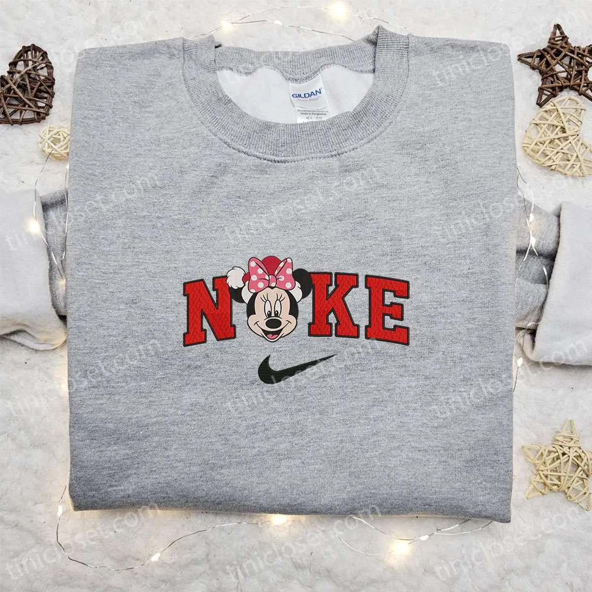 Nike Christmas x Minnie Mouse Laughing Cartoon Embroidered Sweatshirt, Disney Characters Movie Merry Christmas Embroidered Shirt, Best Christmas Day Gift Ideas