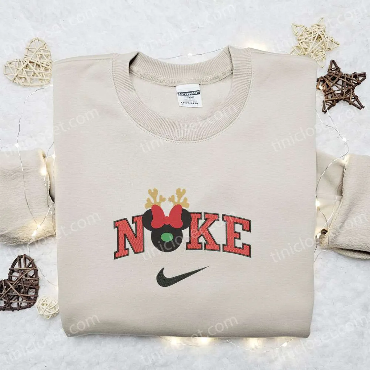 Nike Christmas x Minnie Reindeer Embroidered Sweatshirt, Christmas Embroidered Shirt, Best Christmas Gift Ideas