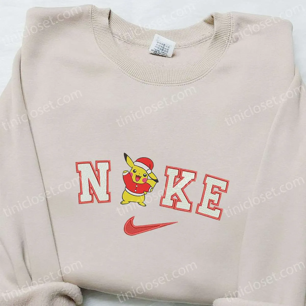 Nike Christmas x Pikachu Embroidered Sweatshirt, Christmas Embroidered Shirt, Best Christmas Gift Ideas