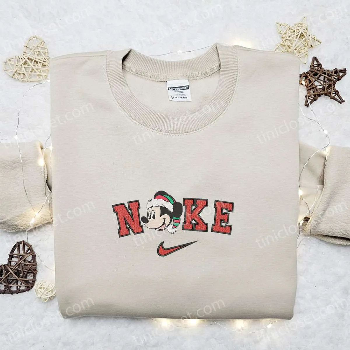 Nike Christmas x Retro Mickey Hat Embroidered Sweatshirt, Disney Characters Movie Merry Christmas Embroidered Shirt, Best Christmas Day Gift Ideas