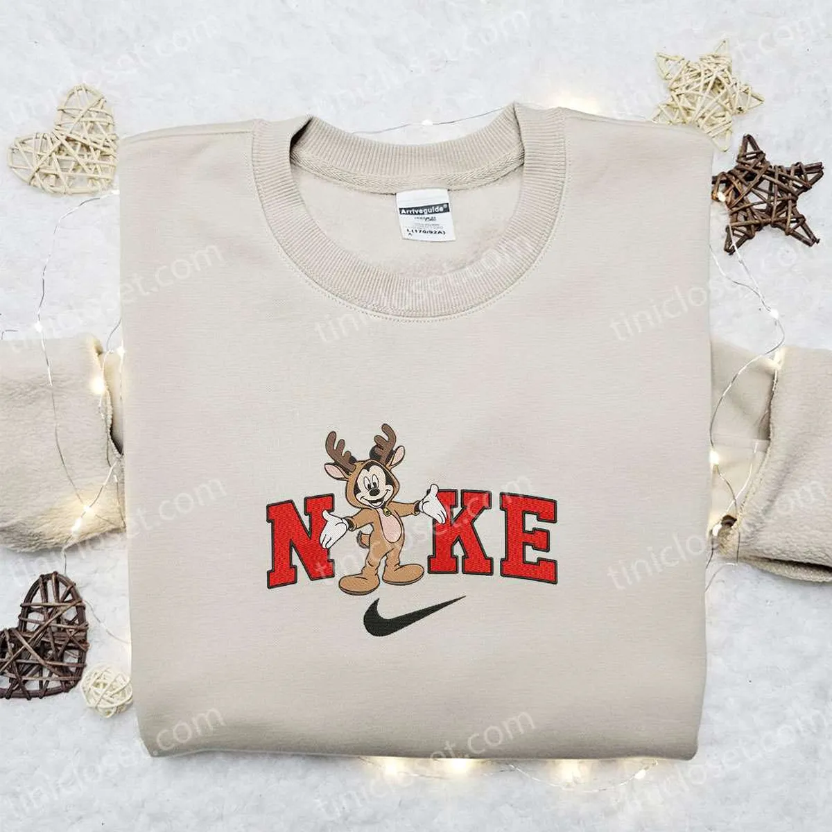 Nike Christmas x Retro Mickey Reindeer Cartoon Embroidered Sweatshirt, Disney Characters Movie Merry Christmas Embroidered Shirt, Best Christmas Day Gift Ideas