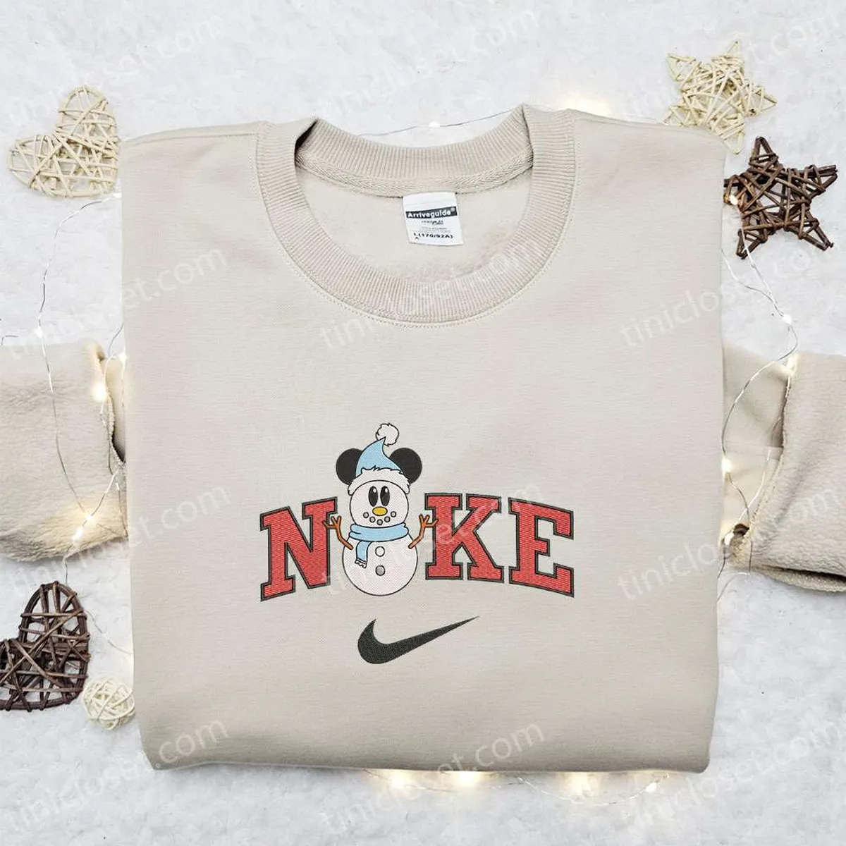 Nike Christmas x Snowman Mickey Embroidered Sweatshirt, Christmas Embroidered Shirt, Best Christmas Gift Ideas