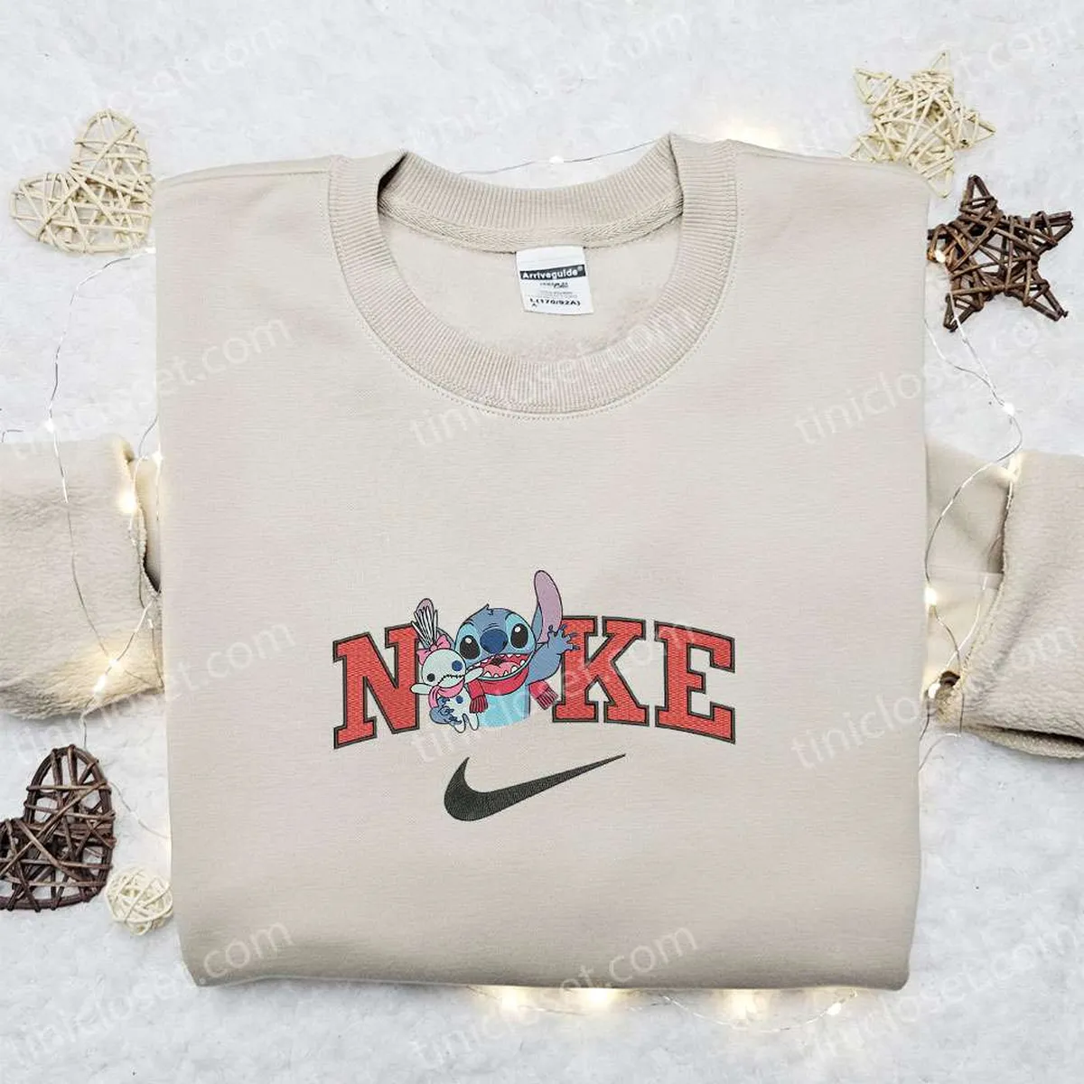 Nike Christmas x Stitch and Scrump Embroidered Sweatshirt, Disney Movie Christmas Embroidered Shirt, Best Christmas Gift Ideas