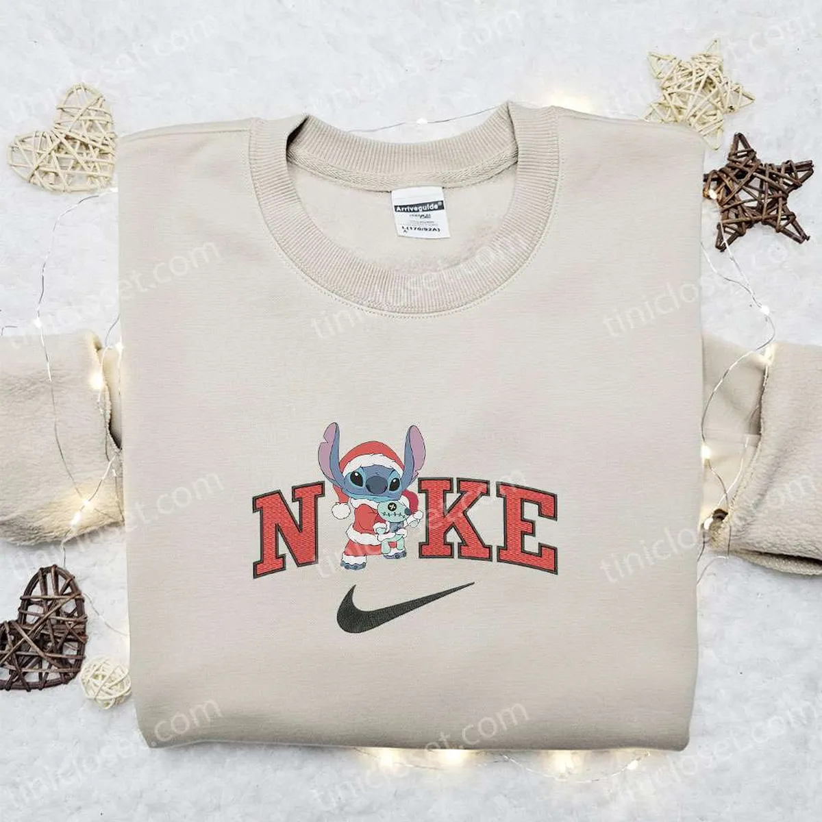 Nike Christmas x Stitch and Scrump Xmas Hat Embroidered Sweatshirt, Movie Christmas Embroidered Shirt, Best Christmas Gift Ideas