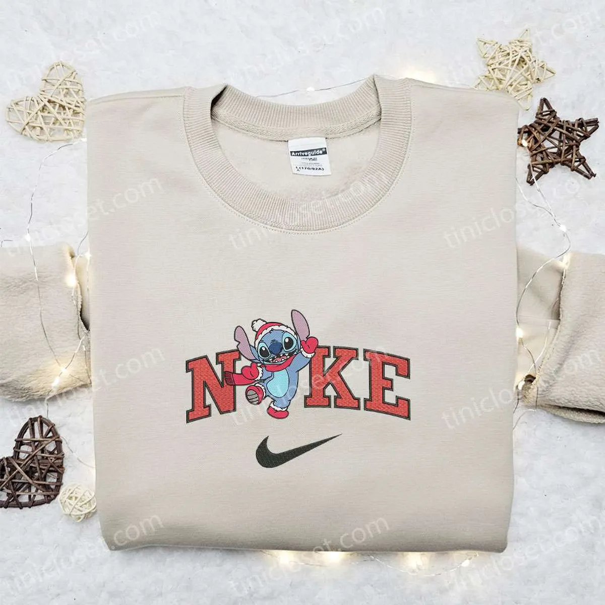 Nike Christmas x Stitch Embroidered Sweatshirt, Christmas Embroidered Shirt, Best Christmas Gift Ideas