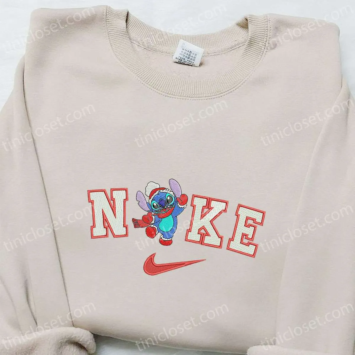 Nike Christmas x Stitch Hey Embroidered Sweatshirt, Disney Christmas Embroidered Shirt, Best Christmas Gift Ideas