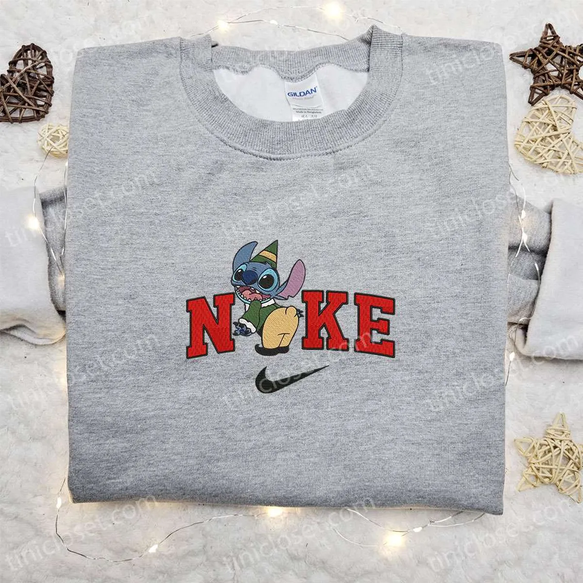 Nike Christmas x Stitch Noel Disney Embroidered Sweatshirt, Christmas Embroidered Shirt, Best Christmas Gift Ideas