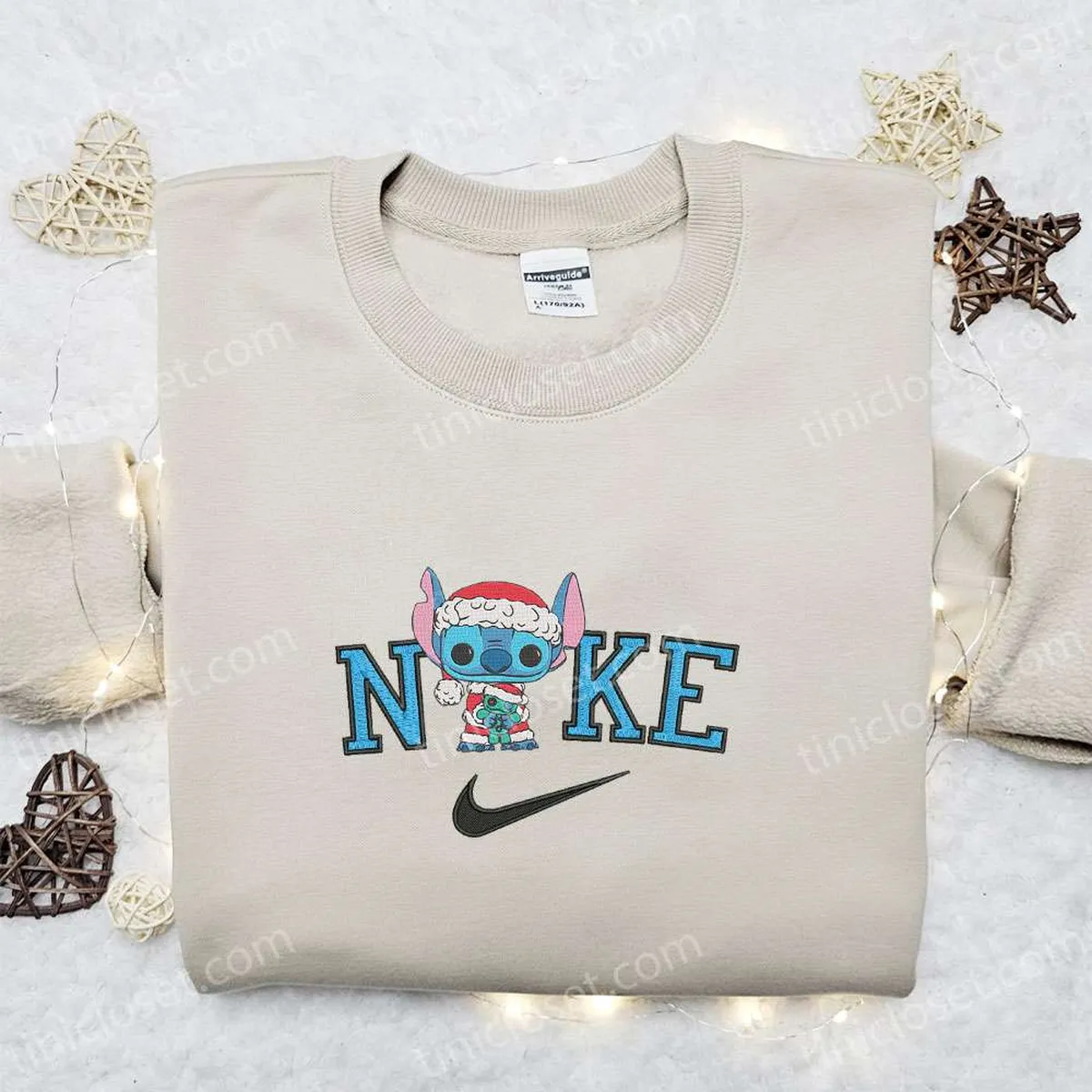 Nike Christmas x Stitch Santa and Scrump Embroidered Sweatshirt, Movie Christmas Embroidered Shirt, Best Christmas Gift Ideas