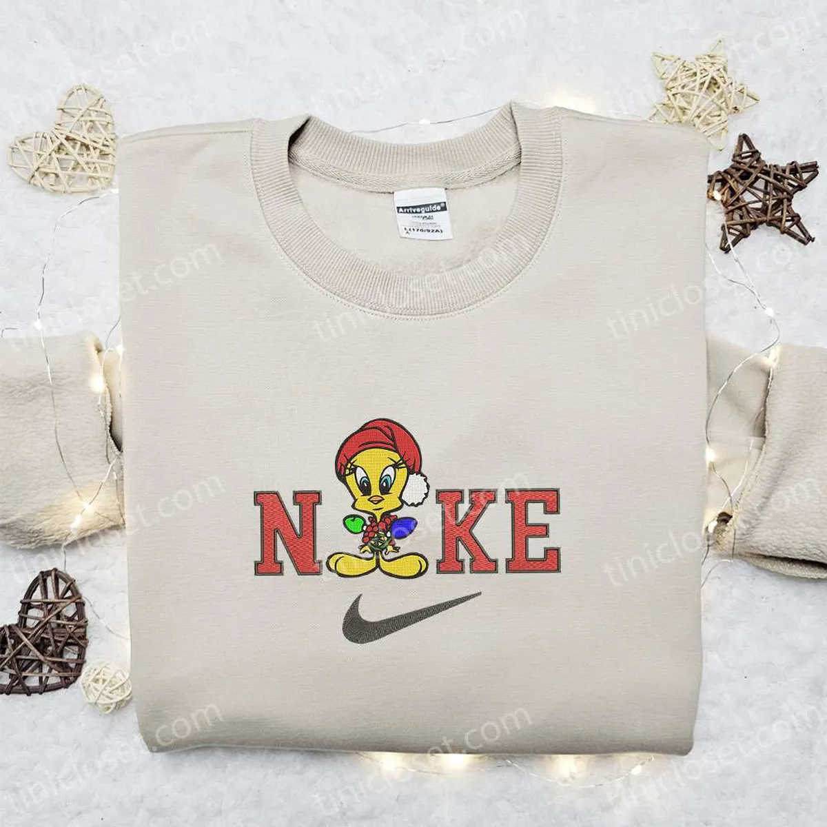 Nike Christmas x Tweety Light Christmas Embroidered Sweatshirt, Movie Christmas Embroidered Shirt, Best Christmas Gift Ideas