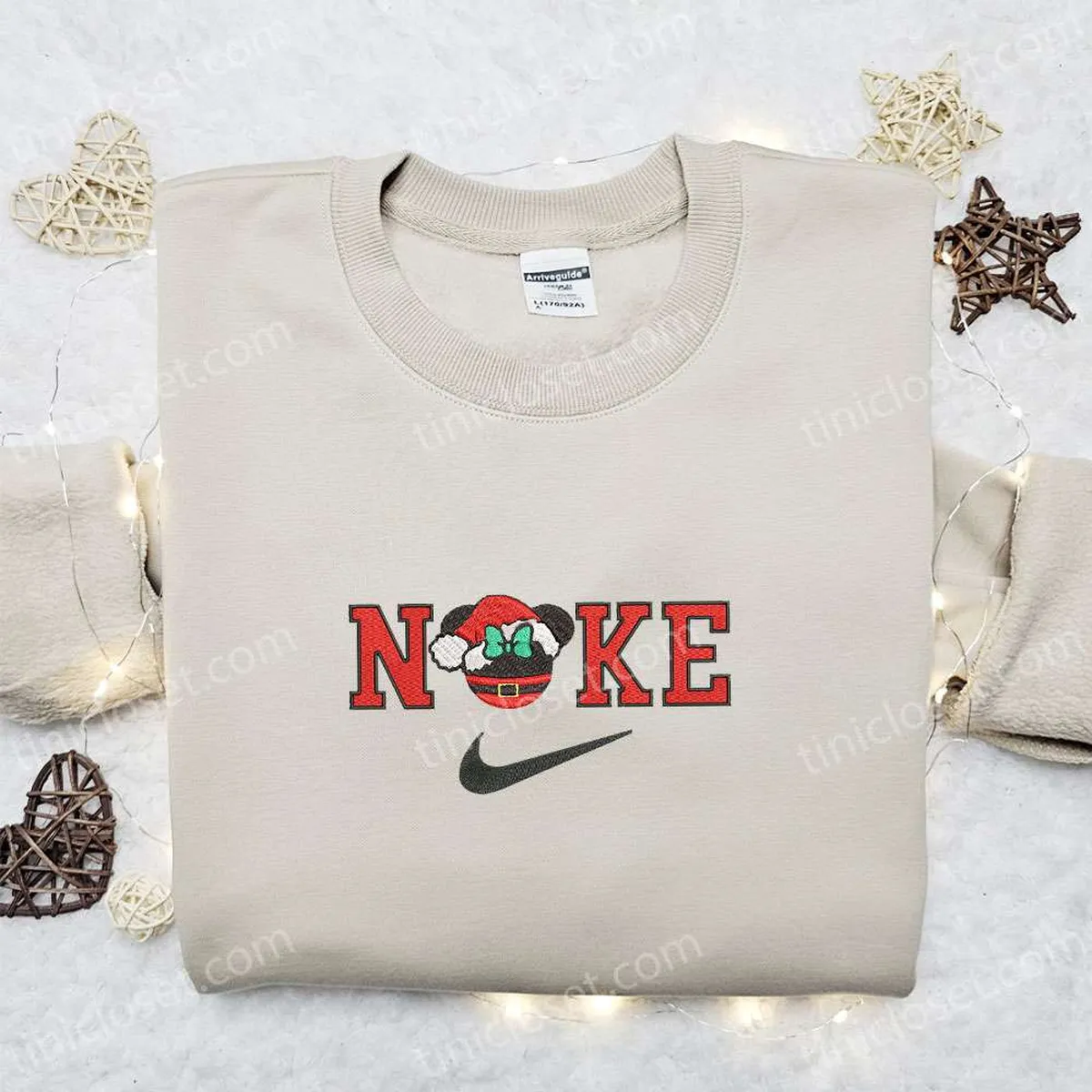 Nike Christmas x Vintage Santa Mickey Mouse Cartoon Embroidered Sweatshirt, Disney Characters Movie Merry Christmas Embroidered Shirt, Best Christmas Day Gift Ideas