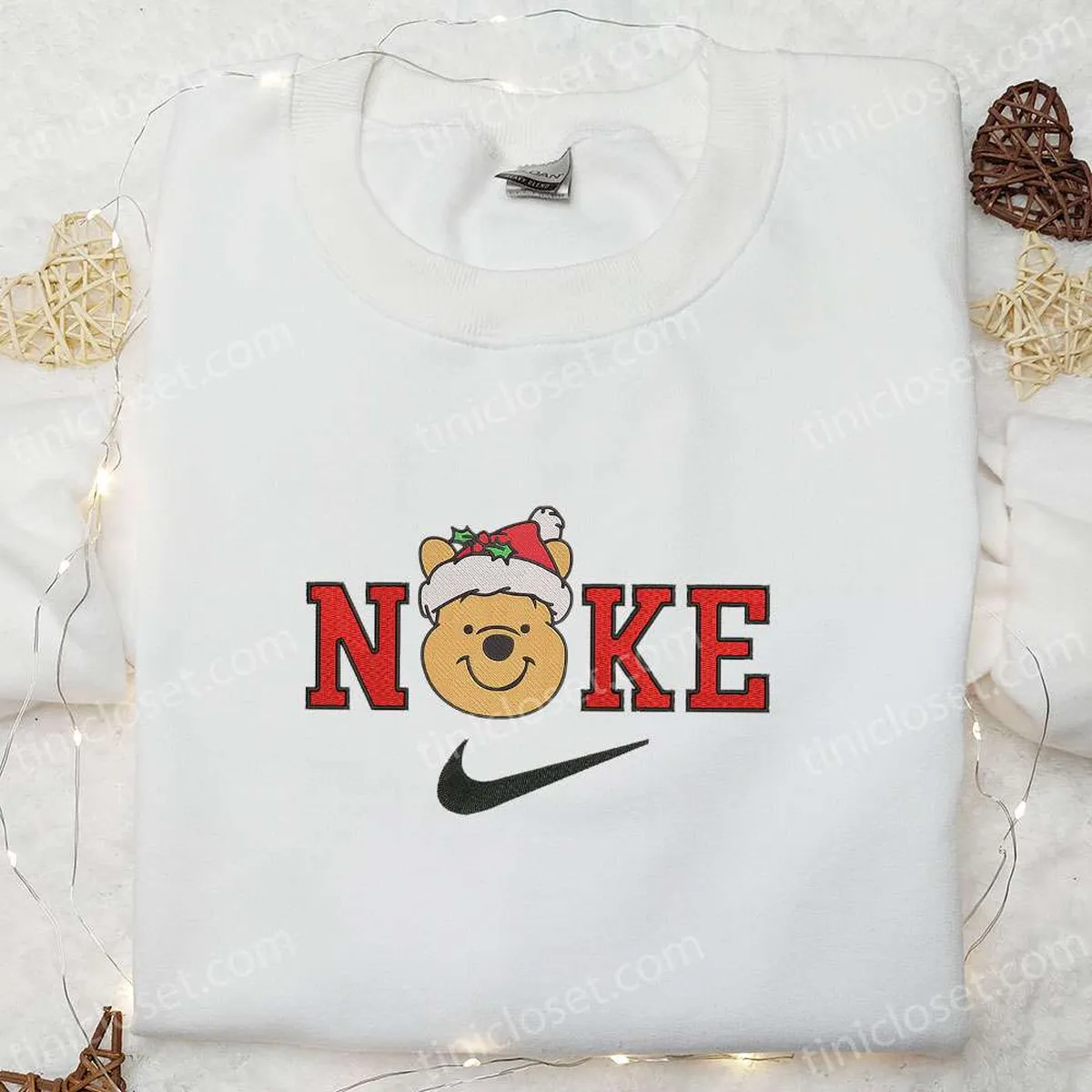 Nike Christmas x Winnie the Pooh Embroidered Sweatshirt, Walt Disney Characters Embroidered Shirt, Best Christmas Gift Ideas