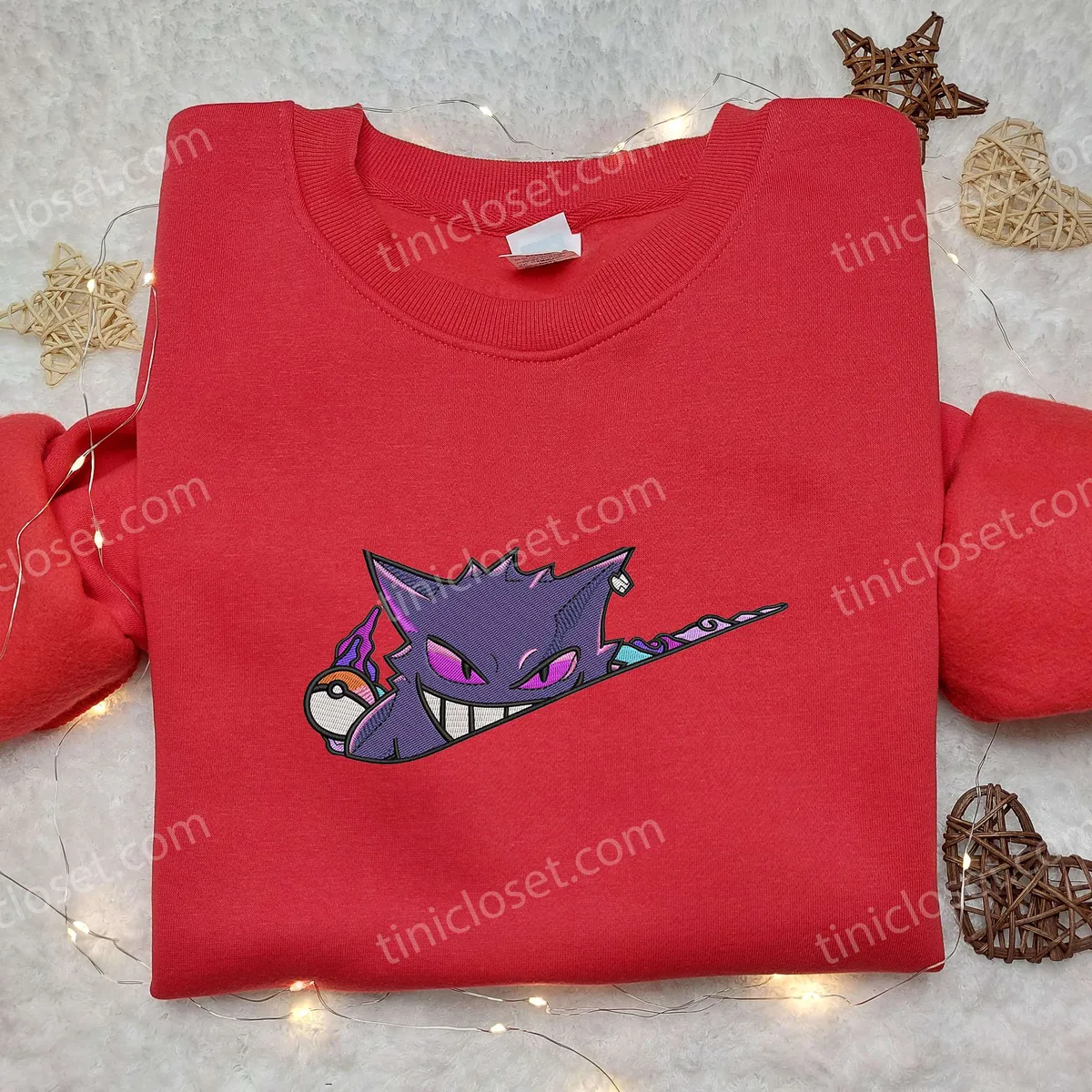 Nike Gengar Embroidered Sweatshirt, Pokemon Embroidered Hoodie, Best Gifts for Anime Fans