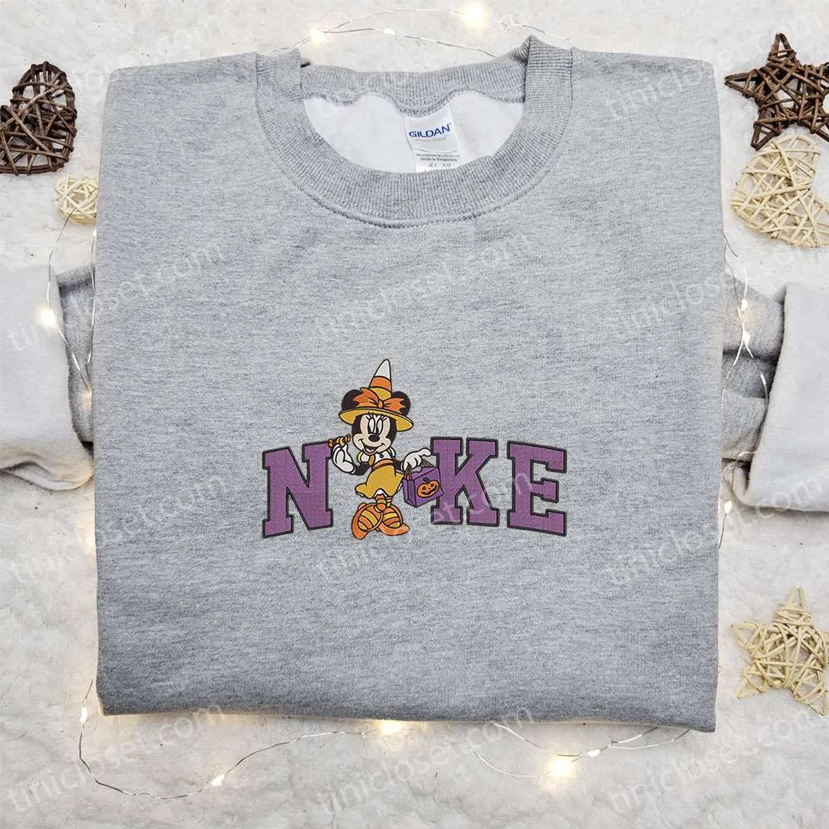 Nike Halloween x Elegant Minnie Mouse Embroidered Sweatshirt, Disney Characters Embroidered Shirt, Best Halloween Gift Ideas