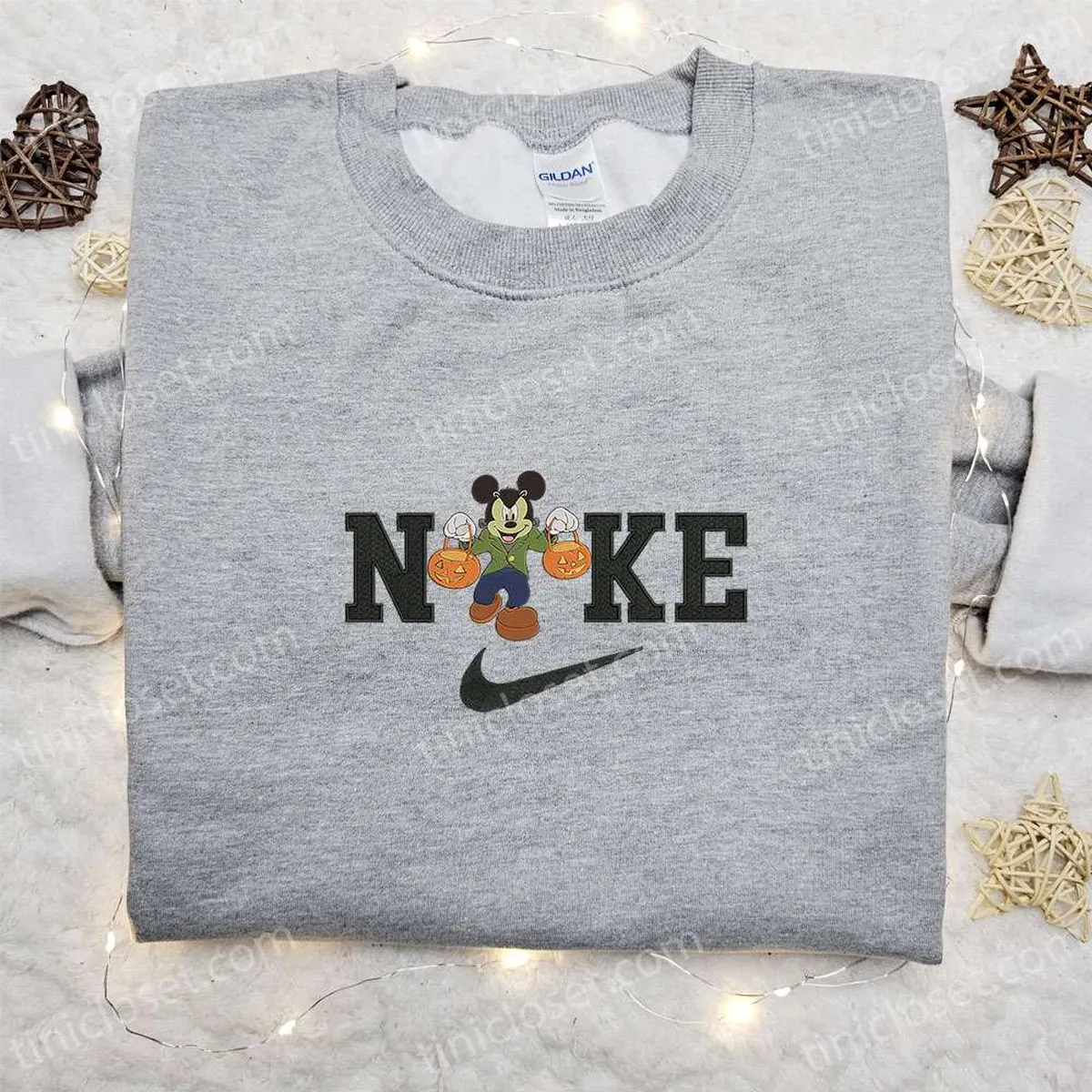 Nike Halloween x Mickey Frankenstein Embroidered Sweatshirt, Walt Disney Characters Embroidered Shirt, Best Halloween Gift Ideas