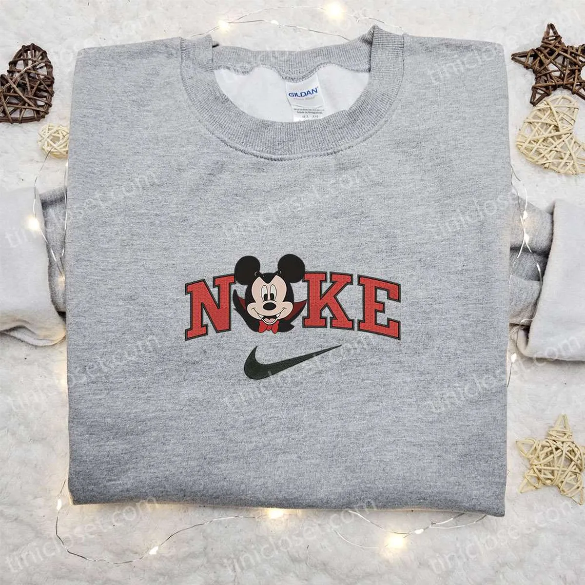 Nike Halloween x Mickey Head Dracula Laughing Embroidered Sweatshirt, Walt Disney Characters Embroidered Shirt, Best Halloween Gift Ideas