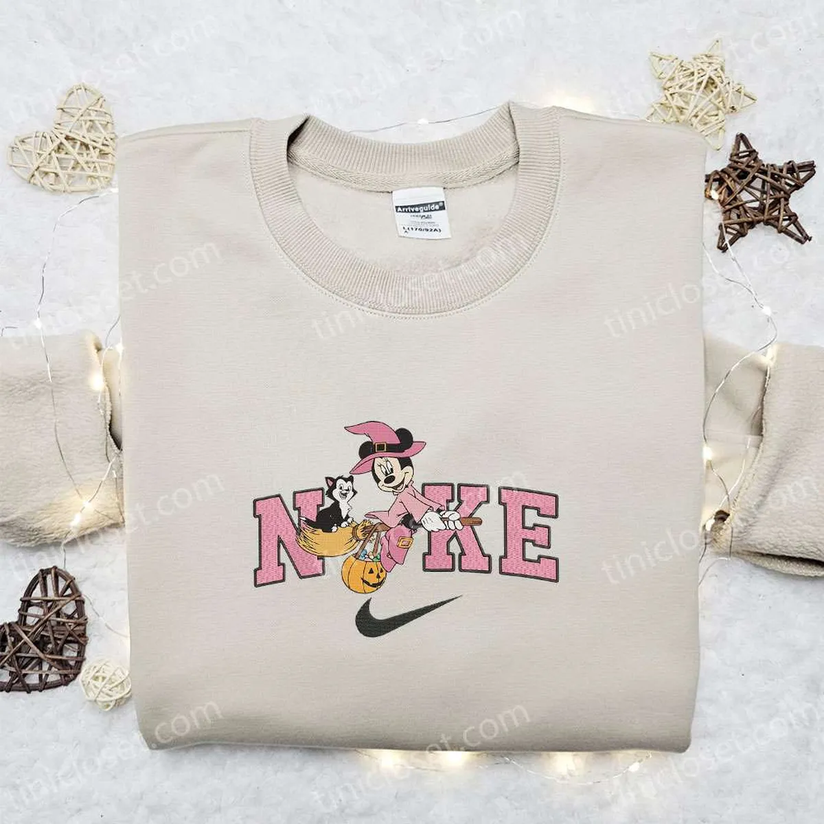 Nike Halloween x Minnie Mouse Witch and Cat Embroidered Sweatshirt, Halloween Embroidered Shirt, Best Halloween Gift Ideas