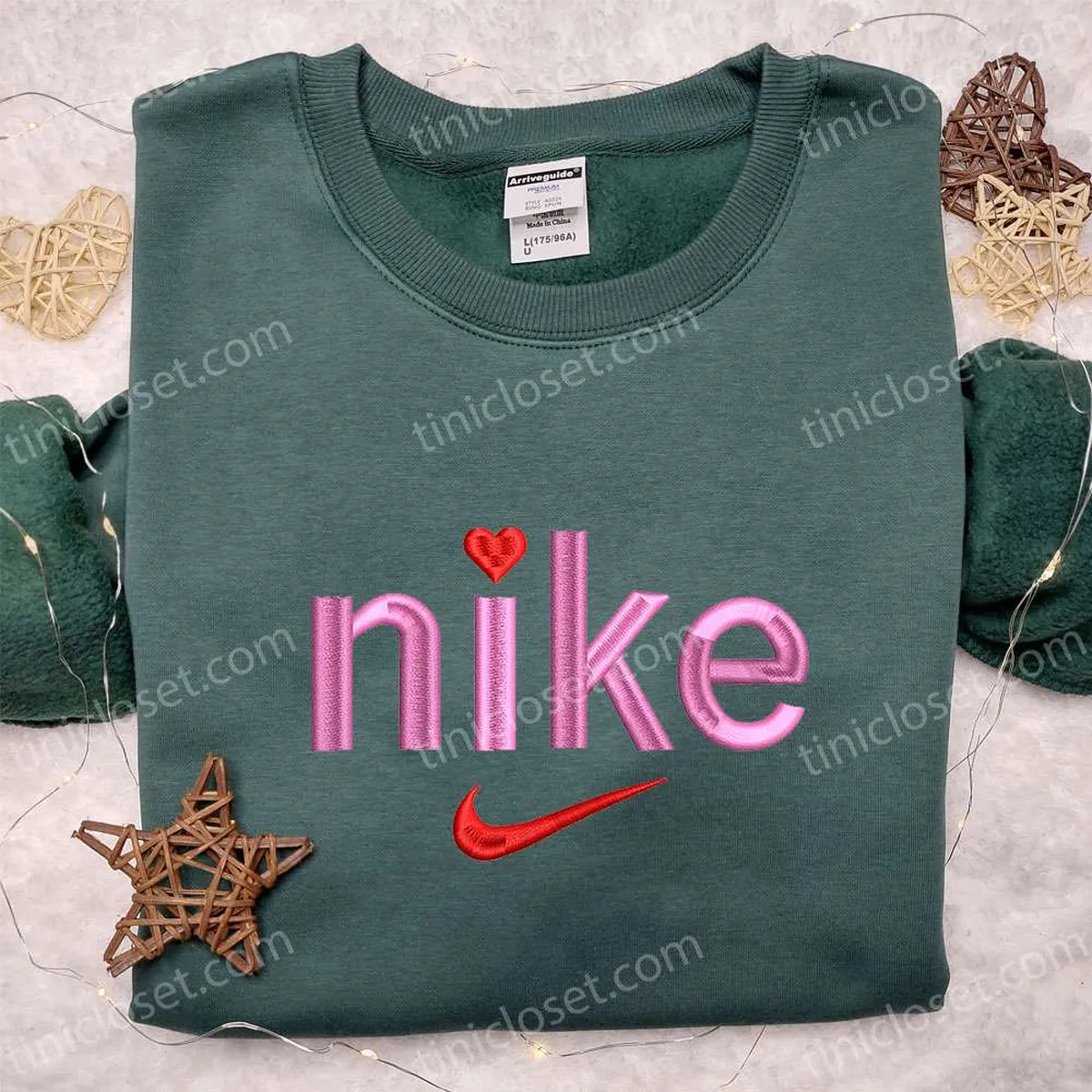 Nike Heart Embroidered Shirt, Nike Inspired Embroidered Hoodie, Best Gifts For Family