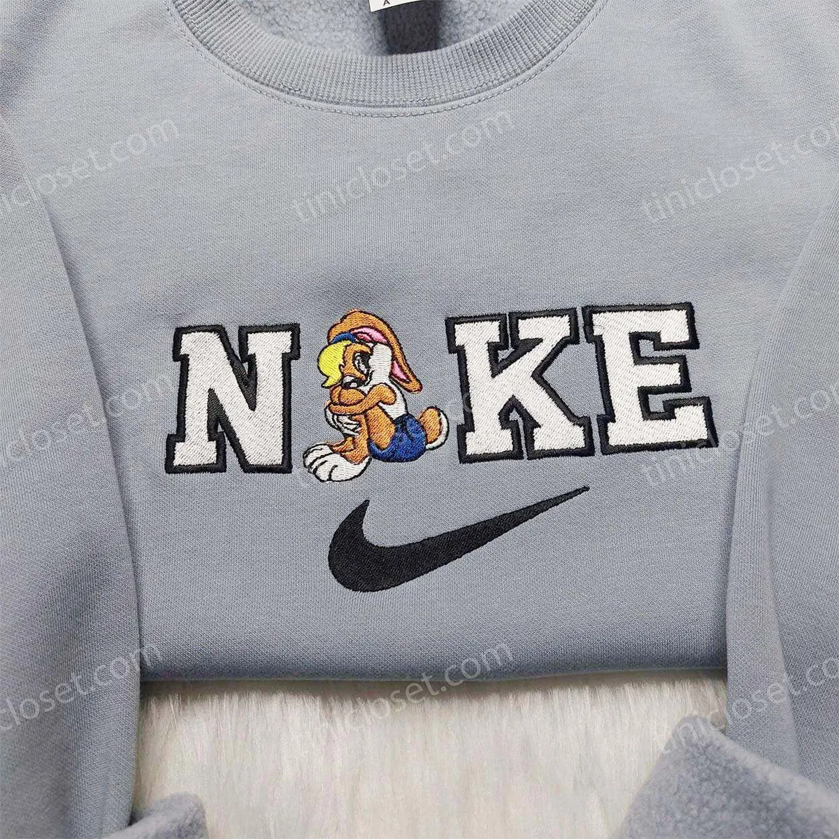 Nike Lola Bunny Embroidered Shirt, Custom Nike Embroidered Shirt, Cartoon Embroidered Shirt