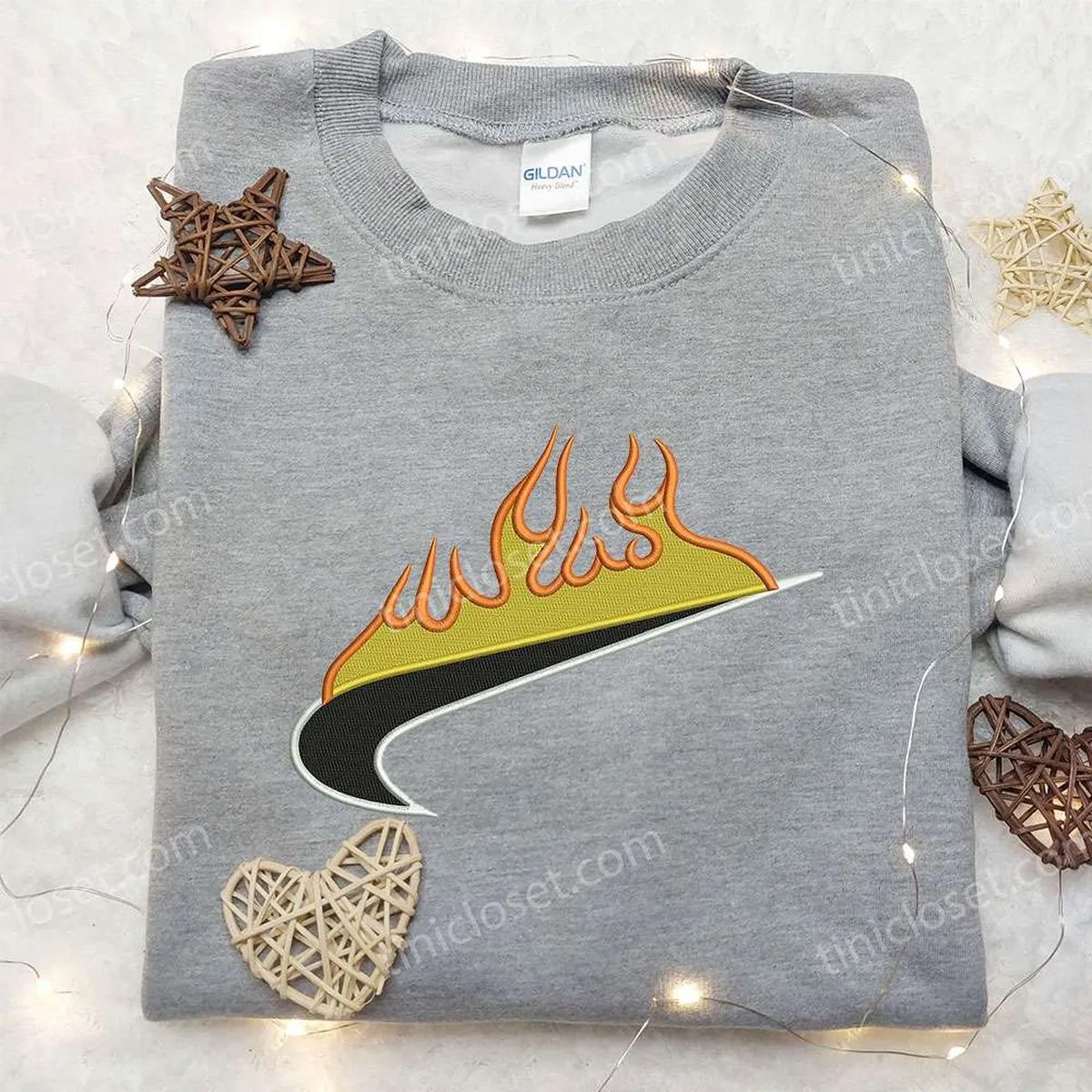 Nike on Fire Embroidered Sweatshirt, Nike Inspired Embroidered Shirt, Best Gift for Family