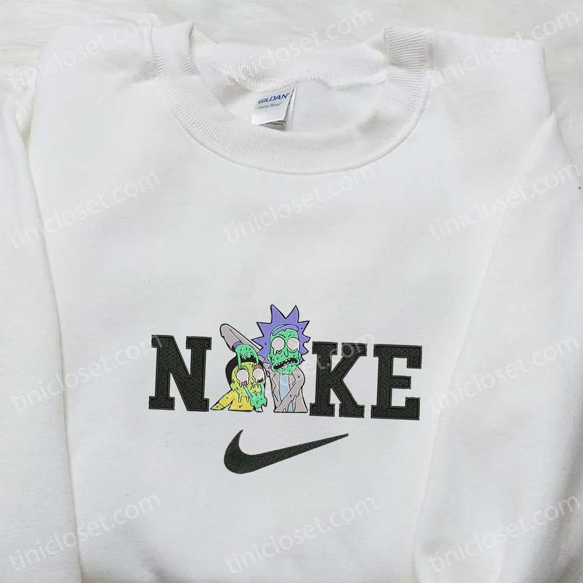 Nike Rick and Morty Halloween Embroidered Shirt, Cartoon Embroidered Shirt, Nike Inspired Embroidered Shirt