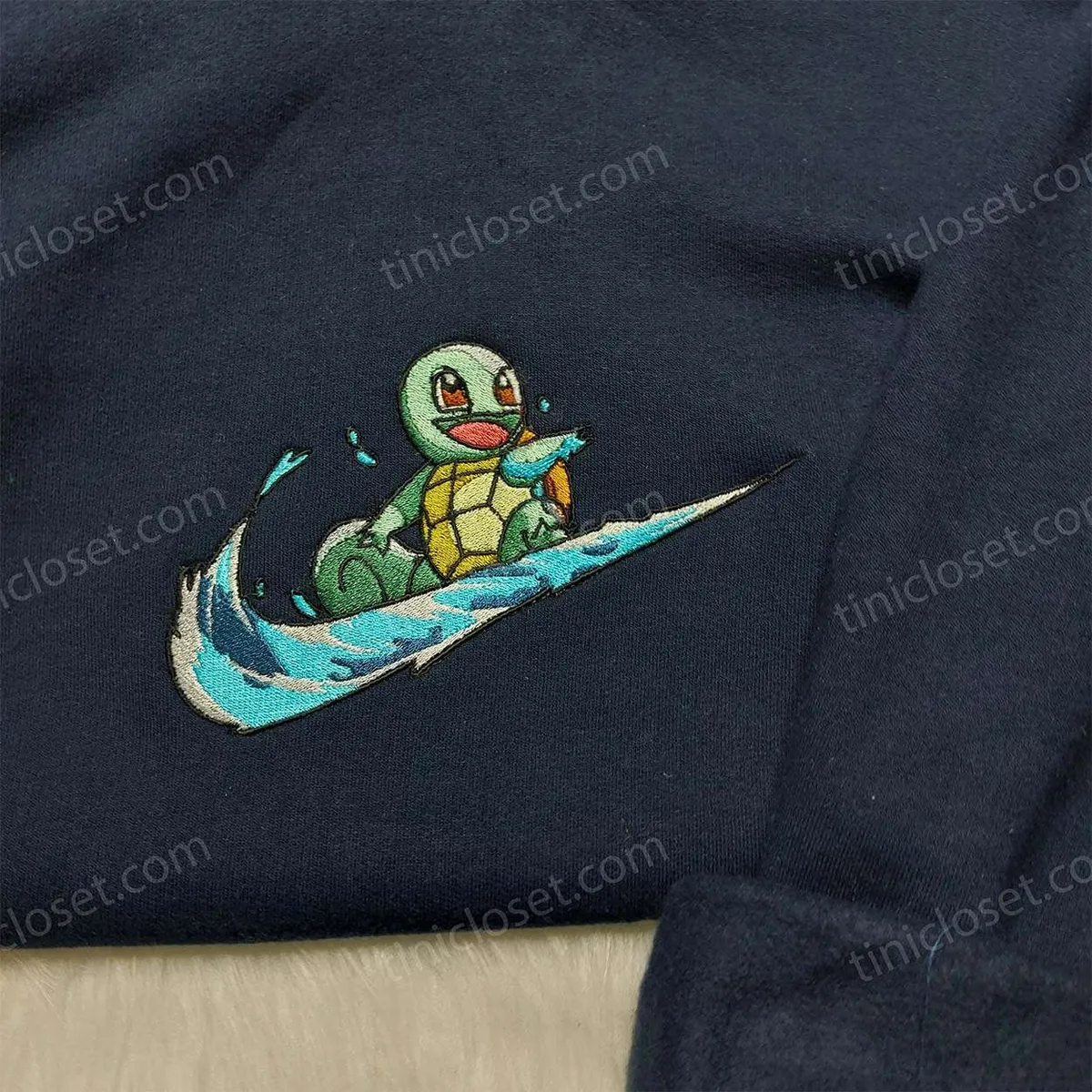 Nike Squirtle Pokemon Embroidered Sweatshirt, Pokemon Embroidered Shirt, Nike Inspired Embroidered Hoodie