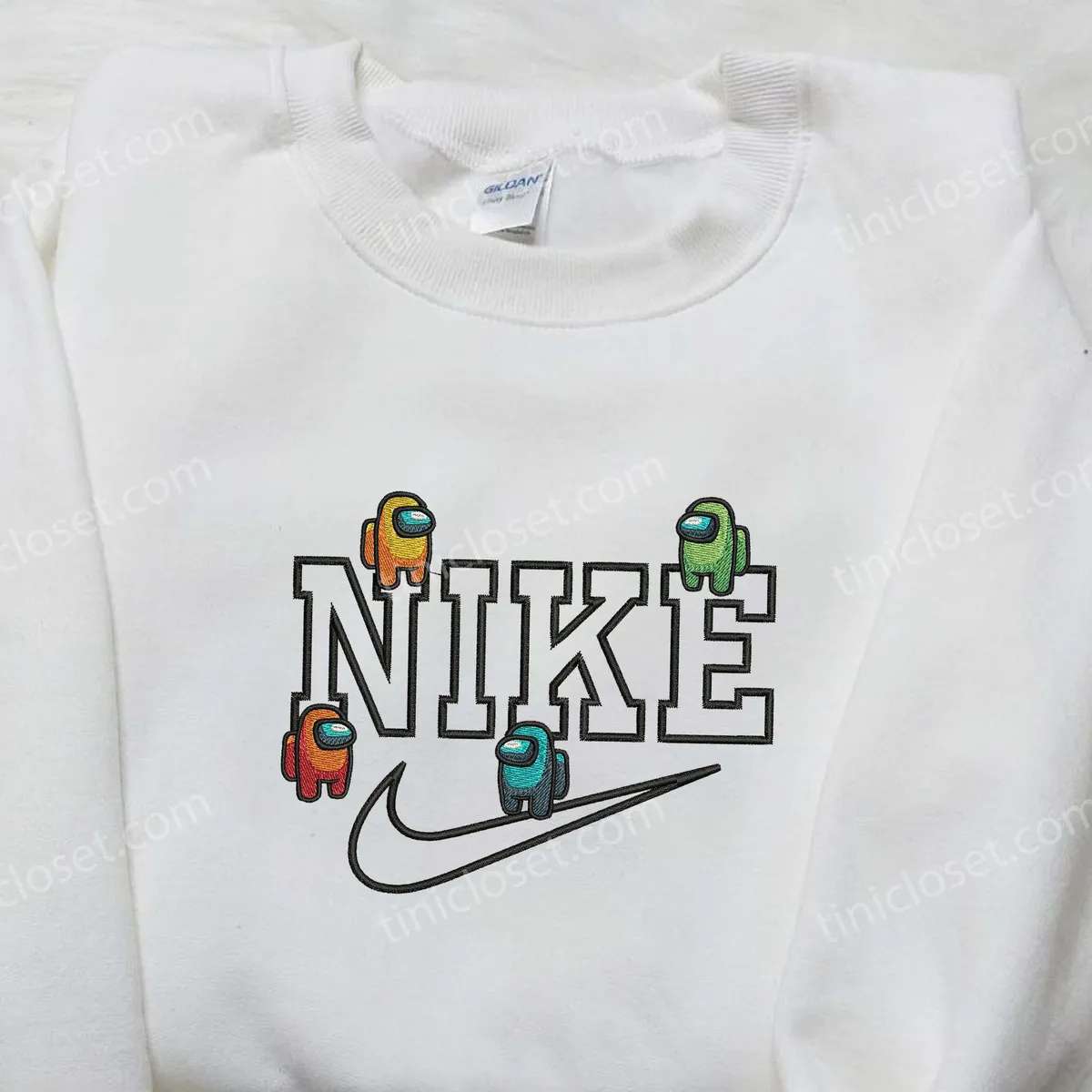 Nike x Among Us Embroidered Shirt, Nike Inspired Embroidered Shirt, Funny Embroidered Shirt