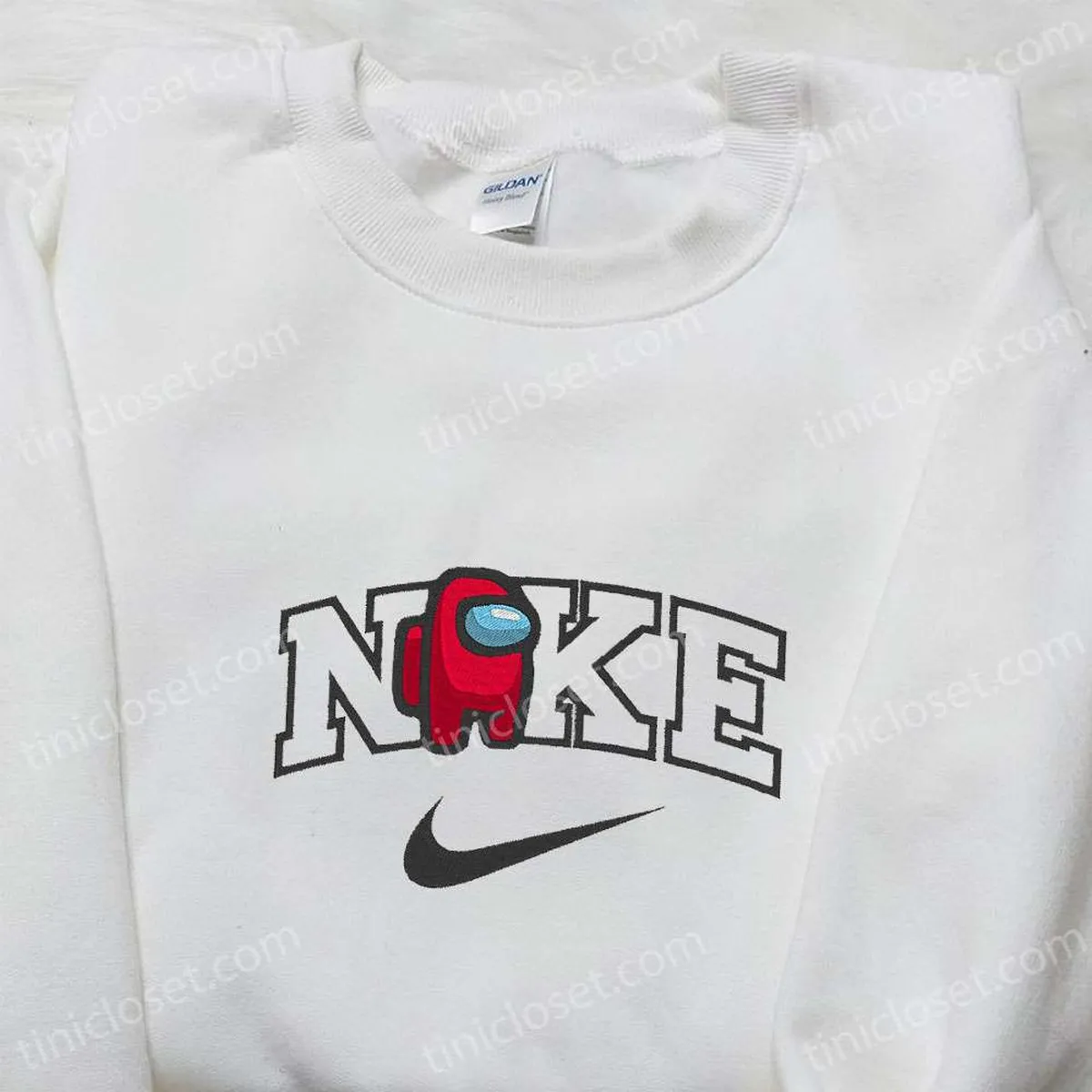 Nike x Among Us Embroidered Sweatshirt, Nike Inspired Embroidered Hoodie, Best Gifts for Family