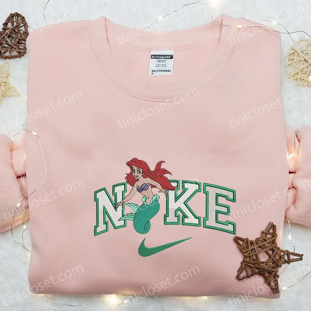 Nike x Ariel Princess Embroidered Sweatshirt, The Little Mermaid Disney Embroidered Shirt, Best Gift Ideas