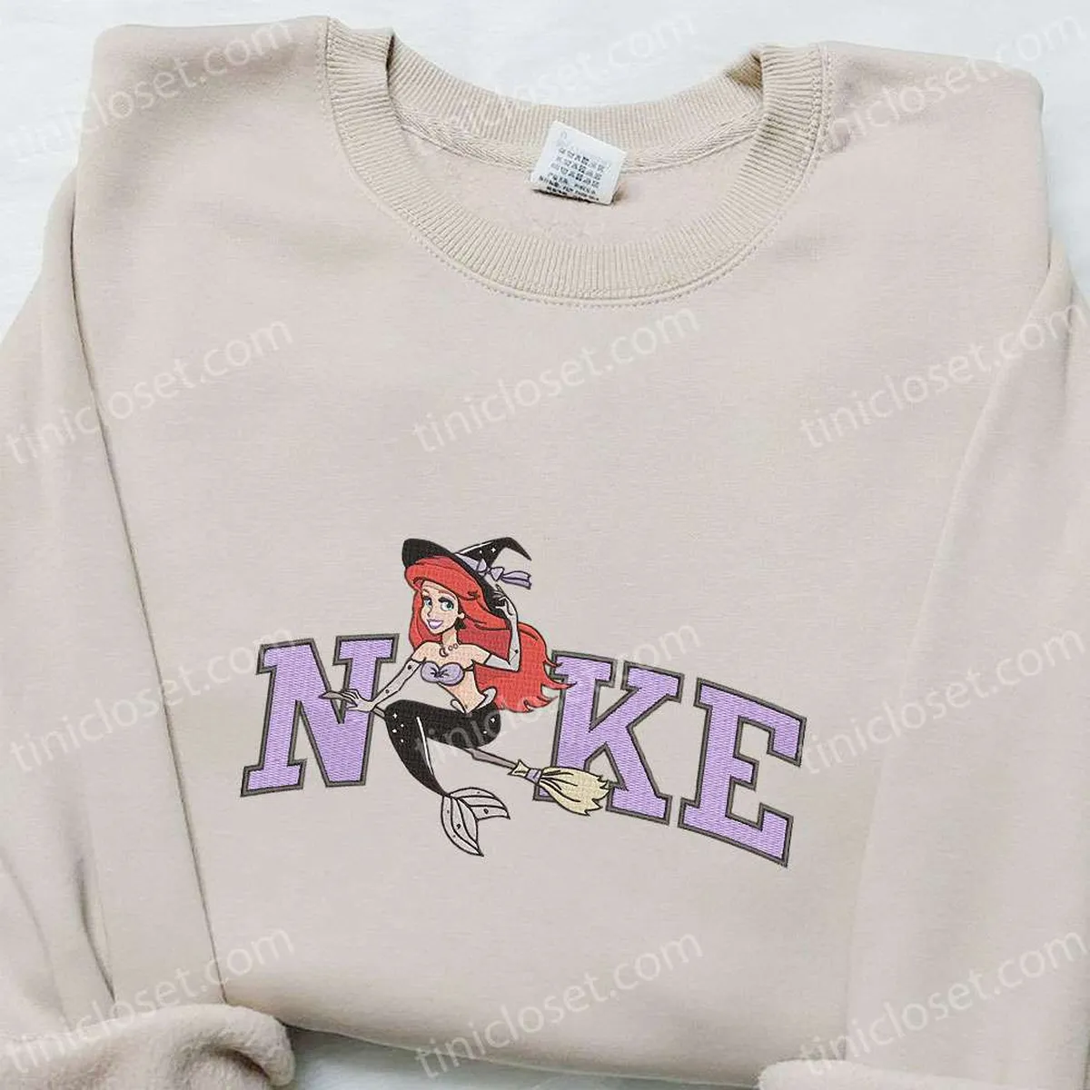 Nike x Ariel Witch Embroidered Sweatshirt, Walt Disney Characters Embroidered Shirt, Best Halloween Gift Ideas