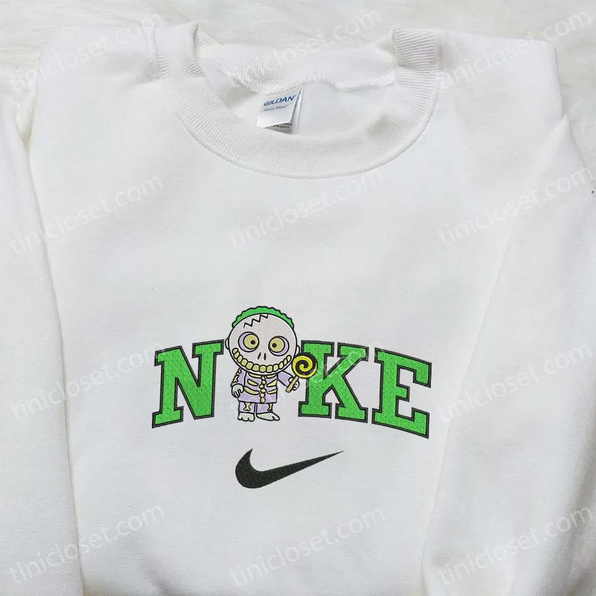 Nike x Baby Barrel Embroidered Hoodie, The Nightmare Before Christmas Characters Embroidered Sweatshirt, Nike Inspired Embroidered T-shirt