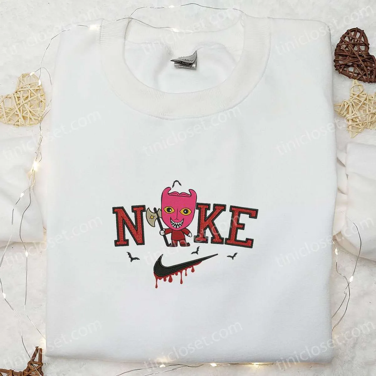 Nike x Baby Lock Embroidered Hoodie, The Nightmare Before Christmas Characters Embroidered Sweatshirt, Nike Inspired Embroidered T-shirt