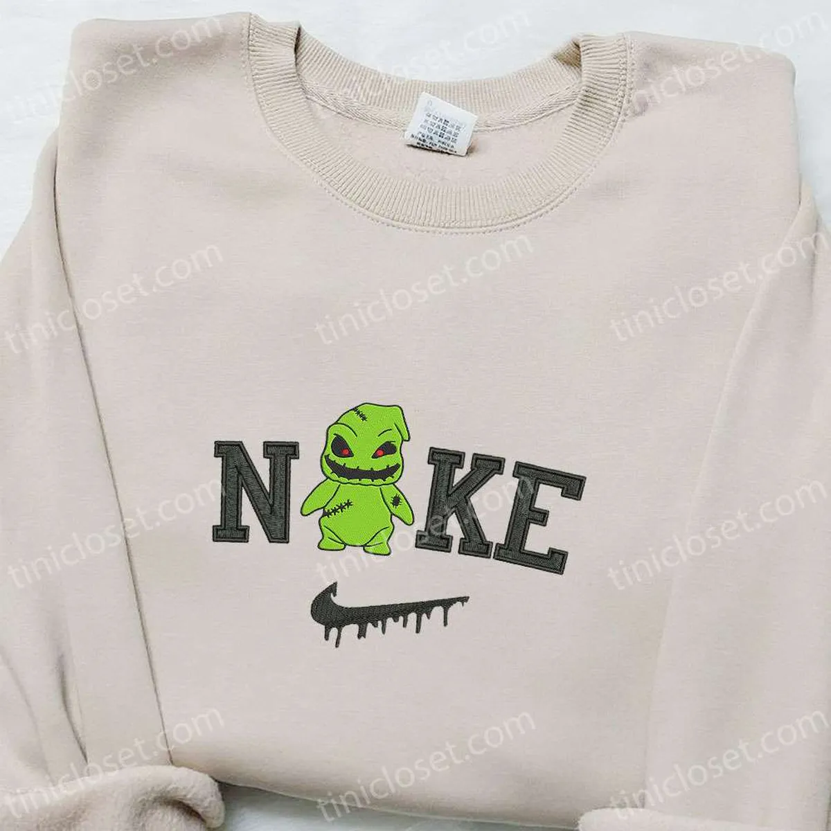 Nike x Baby Oogie Boogie Embroidered Hoodie, The Nightmare Before Christmas Characters Embroidered Sweatshirt, Nike Inspired Embroidered T-shirt