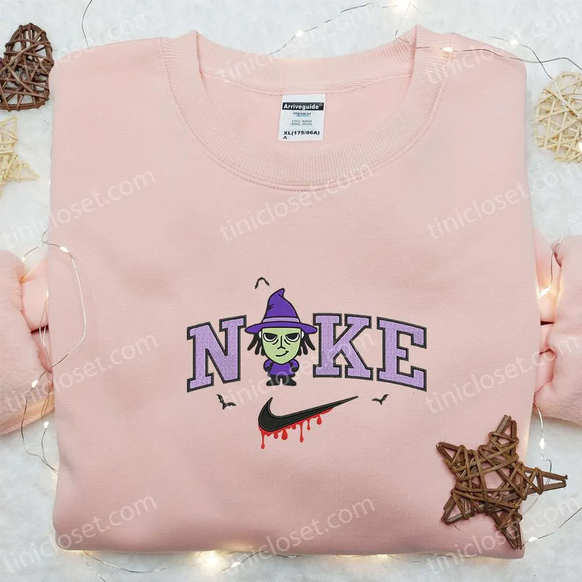 Nike x Baby Shock Embroidered Hoodie, The Nightmare Before Christmas Characters Embroidered Sweatshirt, Nike Inspired Embroidered T-shirt