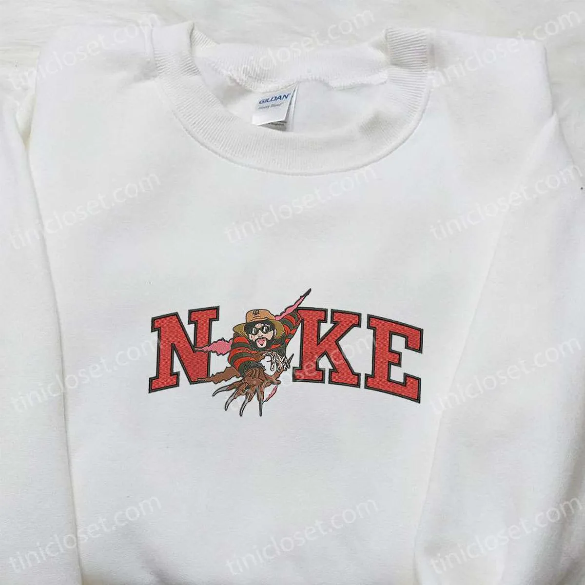 Nike x Bad Bunny Freddy Krueger Embroidered Shirt, Spooky Embroidered Shirt, Best Gifts for Halloween Lovers