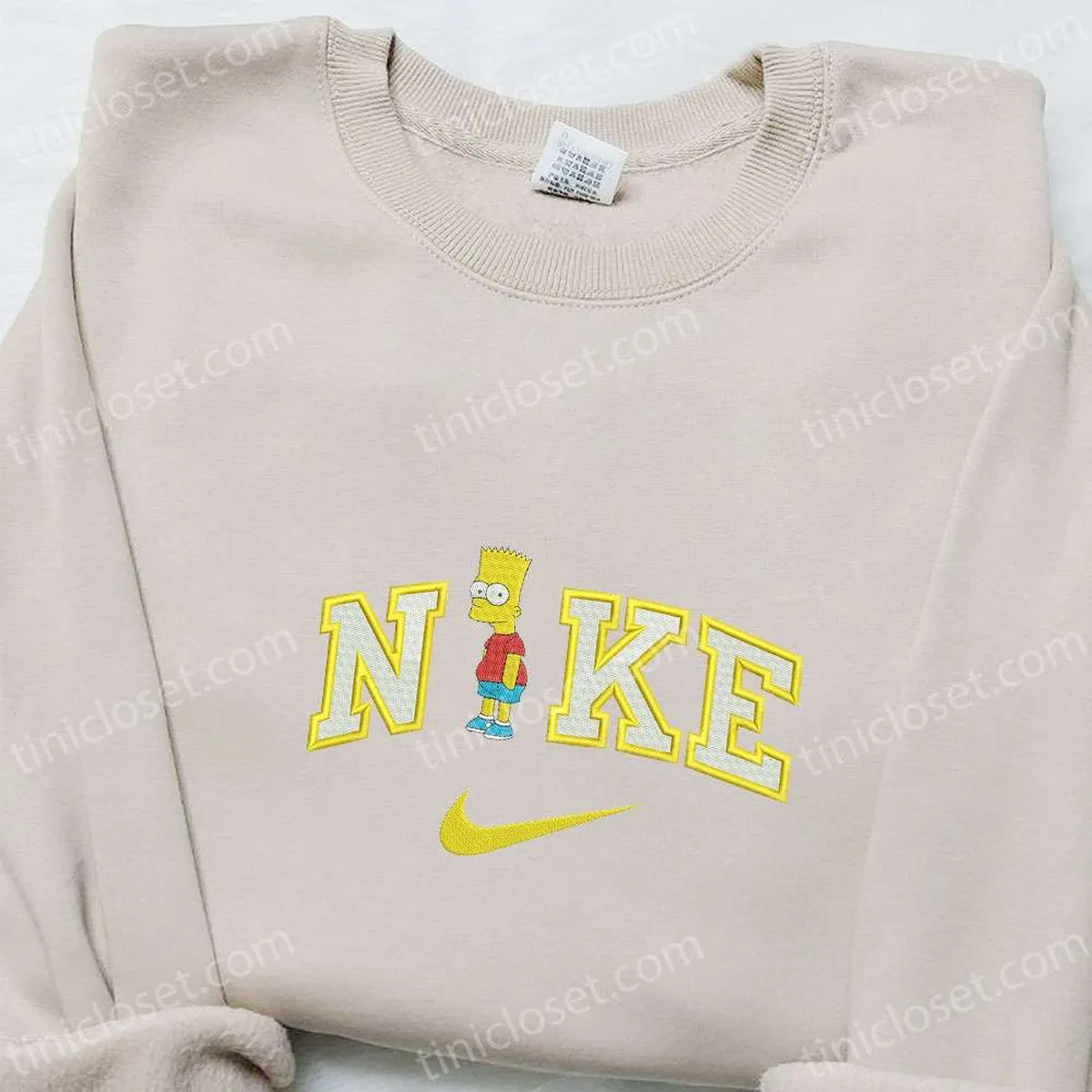 Nike x Bart Simpson Embroidered Sweatshirt, The Simpson Cartoon Embroidered Shirt, Nike Inspired Embroidered Hoodie