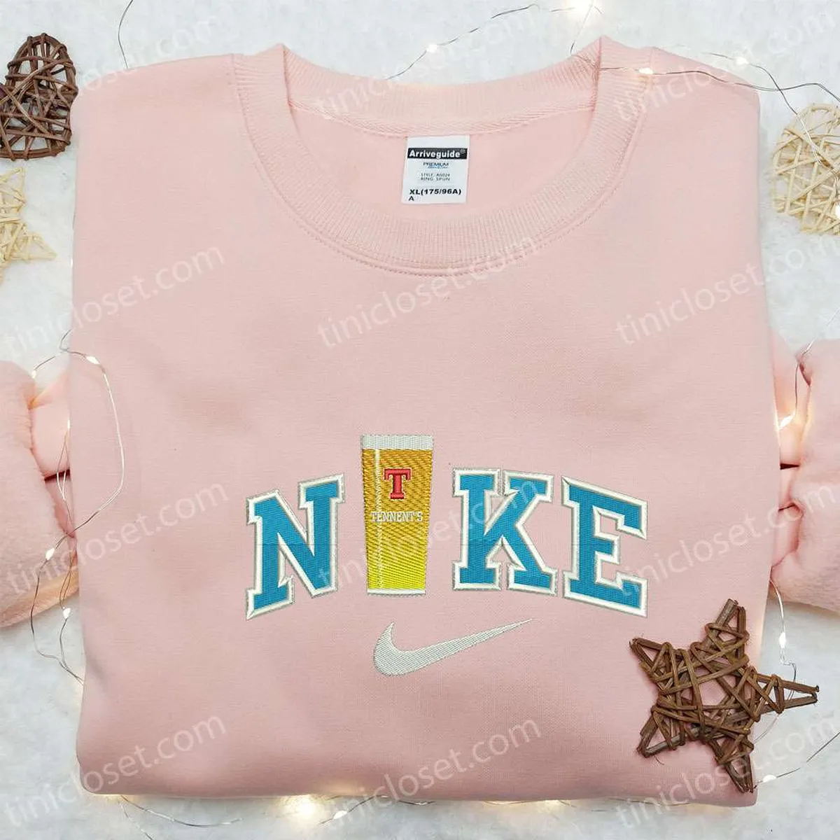 Nike x Beer Embroidered Shirt, Custom Nike Embroidered T-shirt, Best Gift Ideas for Him