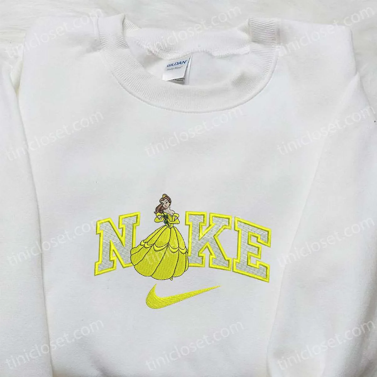 Nike x Belle Princess Beauty and the Beast Embroidered Hoodie, Disney Embroidered Sweatshirt, Nike Inspired Embroidered Shirt